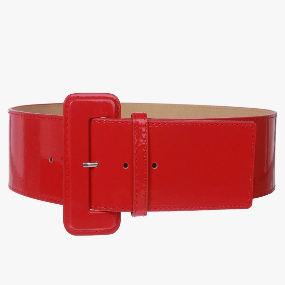 Ladies High Waist Wide Patent Fashion Plain Leather Belt